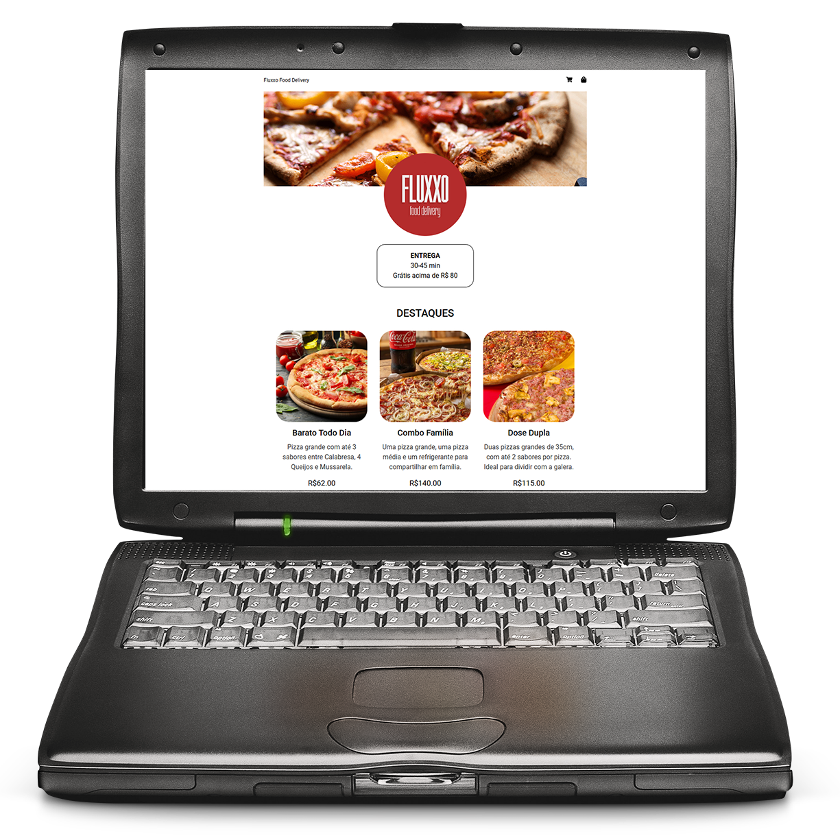 Site exibido em notebook — projeto Fluxxo